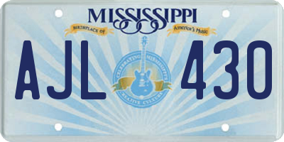 MS license plate AJL430