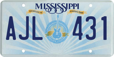 MS license plate AJL431