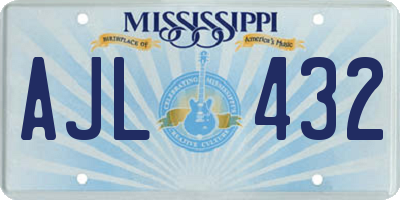 MS license plate AJL432