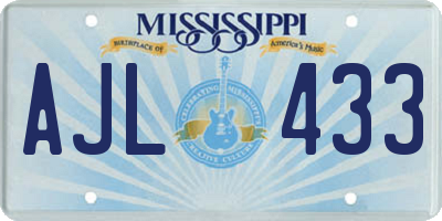 MS license plate AJL433