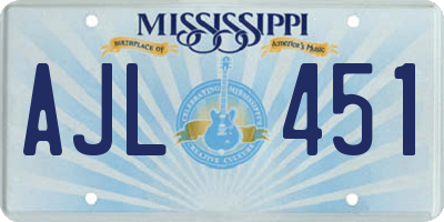 MS license plate AJL451