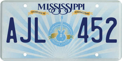 MS license plate AJL452