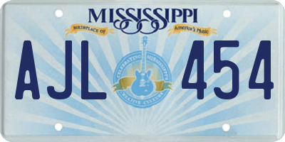MS license plate AJL454