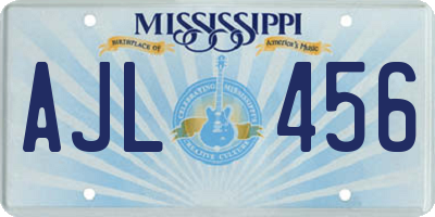 MS license plate AJL456