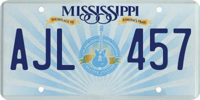 MS license plate AJL457
