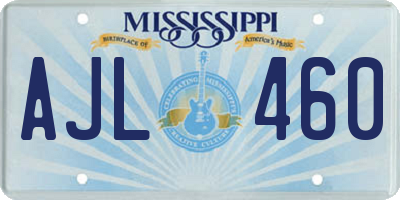 MS license plate AJL460