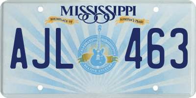MS license plate AJL463