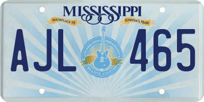 MS license plate AJL465
