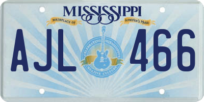 MS license plate AJL466
