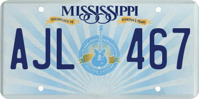 MS license plate AJL467