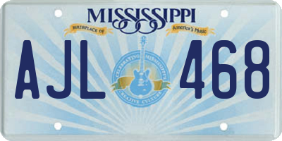 MS license plate AJL468
