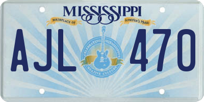 MS license plate AJL470