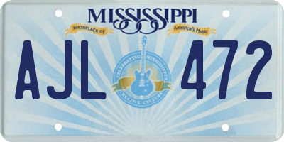 MS license plate AJL472