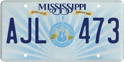 MS license plate AJL473