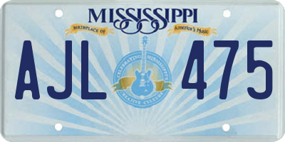 MS license plate AJL475