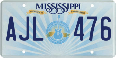 MS license plate AJL476