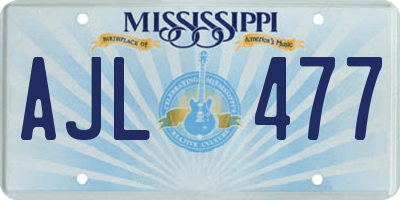 MS license plate AJL477
