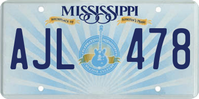 MS license plate AJL478