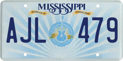 MS license plate AJL479