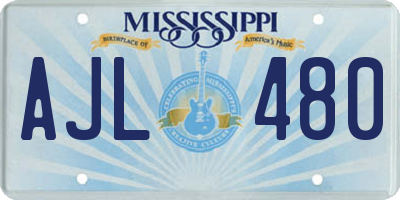 MS license plate AJL480