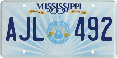 MS license plate AJL492