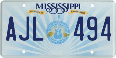 MS license plate AJL494