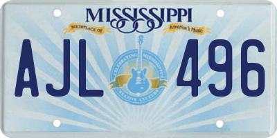MS license plate AJL496