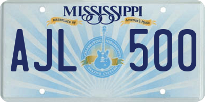 MS license plate AJL500