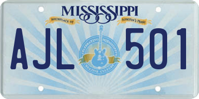 MS license plate AJL501