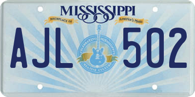 MS license plate AJL502