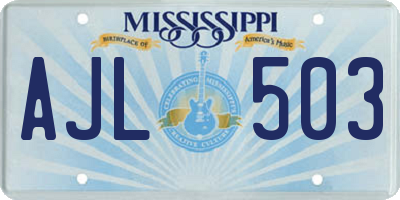 MS license plate AJL503