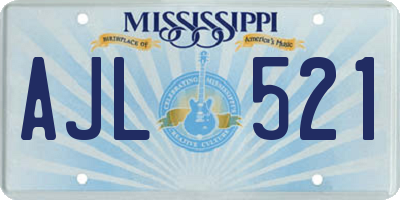 MS license plate AJL521