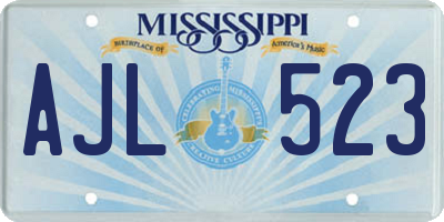 MS license plate AJL523