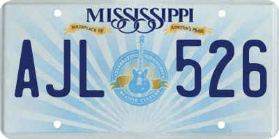 MS license plate AJL526