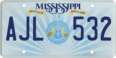 MS license plate AJL532
