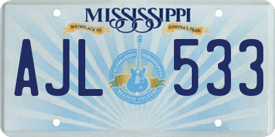 MS license plate AJL533