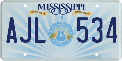 MS license plate AJL534
