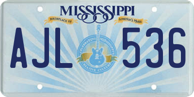 MS license plate AJL536