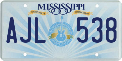 MS license plate AJL538