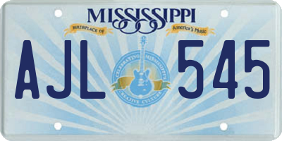 MS license plate AJL545