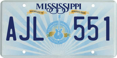 MS license plate AJL551