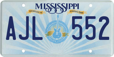 MS license plate AJL552