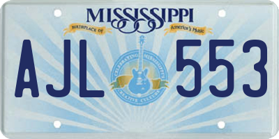 MS license plate AJL553