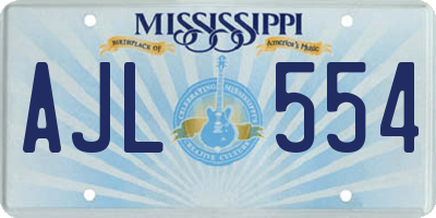 MS license plate AJL554