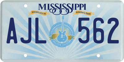 MS license plate AJL562
