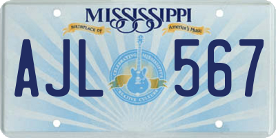 MS license plate AJL567