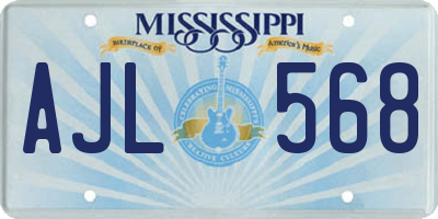 MS license plate AJL568