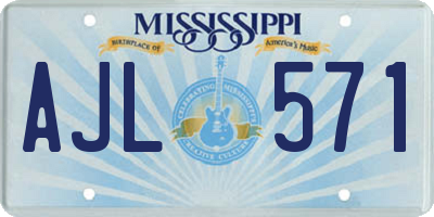 MS license plate AJL571