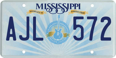 MS license plate AJL572
