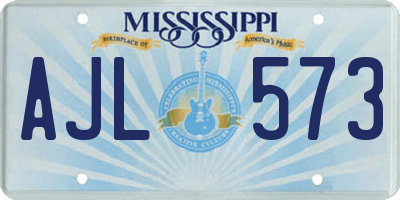 MS license plate AJL573